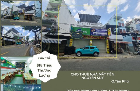 Cho thuê nhà mặt tiền Nguyễn Súy 160m2, 2Lầu+ST, 30Triệu